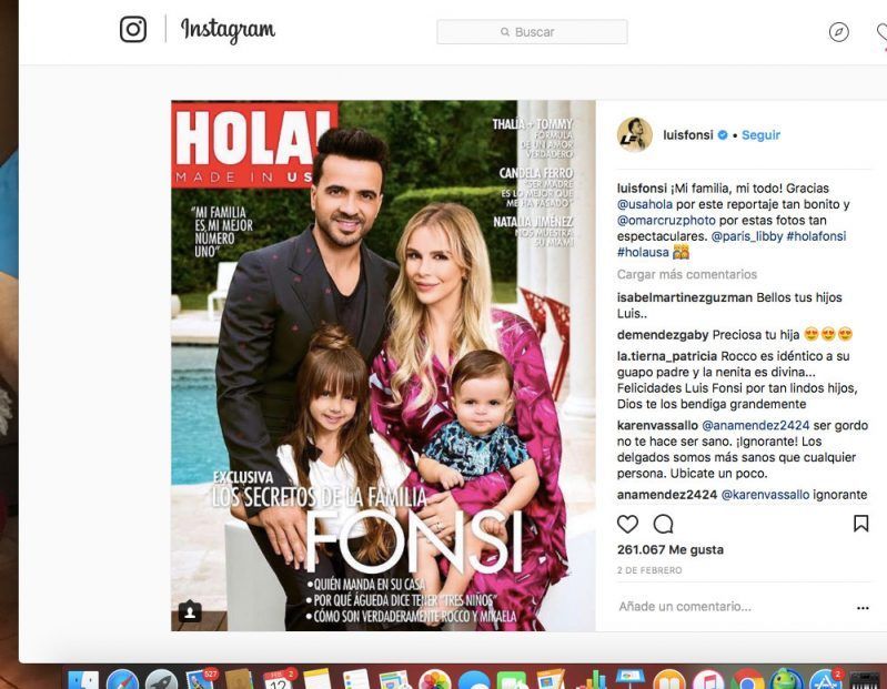 Luis Fonsi publicó la portada de la revista Hola donde aparece con su familia