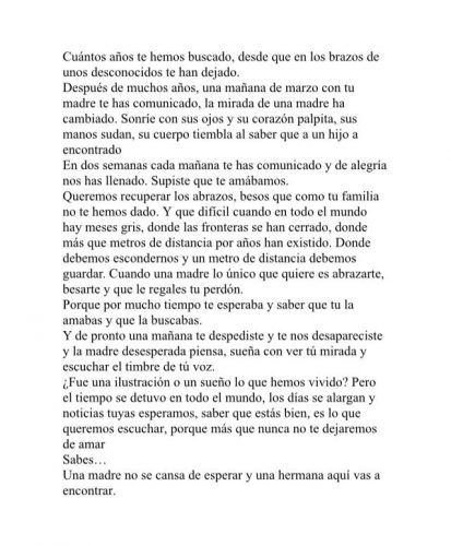 Zianne, hermana de Jairo, le escribe cartas y poemas